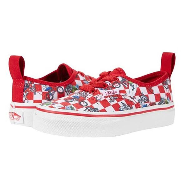 NEW Vans Kids Authentic Elastic Sneaker Extreme Sharks Red/True White 10.5K - Picture 1 of 7